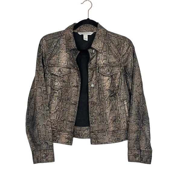 JONES NEW YORK Metallic Snakeskin Print Denim Style Jacket Size PS - Picture 8 of 8